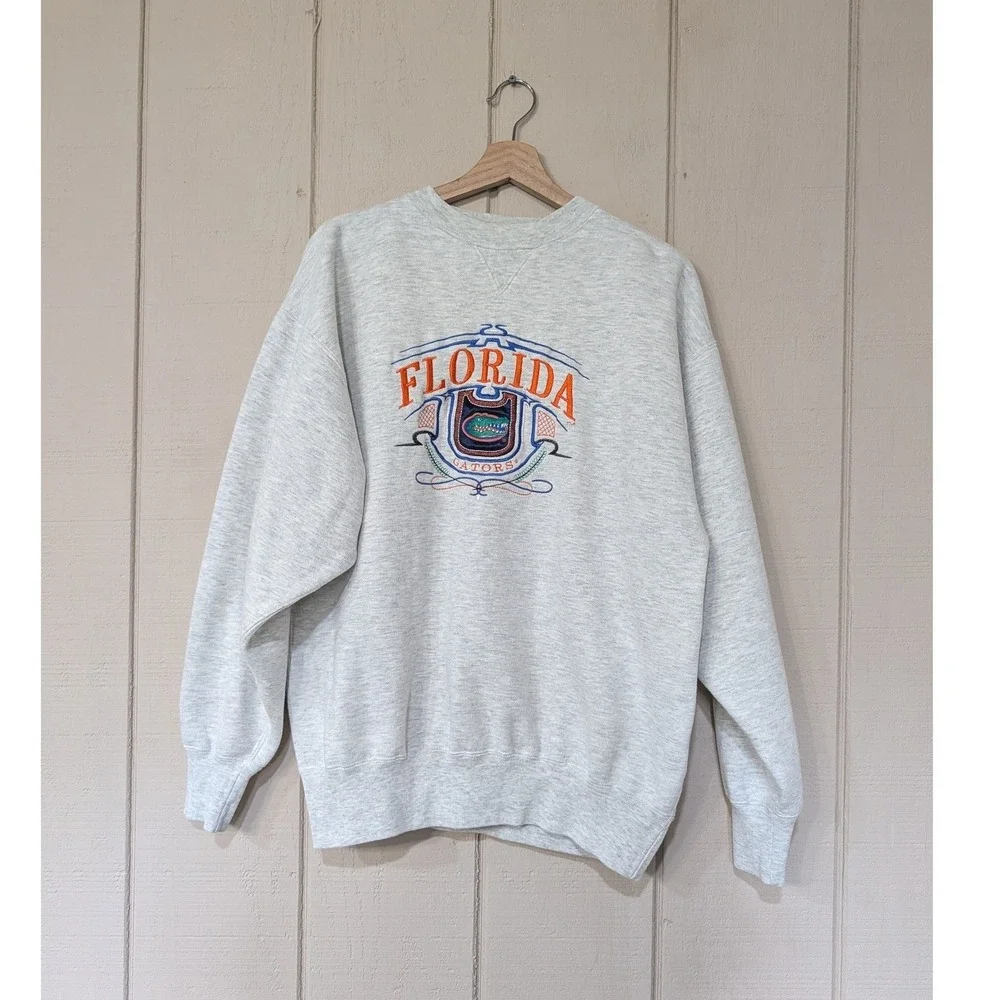 Florida Gators Vintage 90s‎ Crewneck Sweatshirt Gray Embroidered L - Picture 2 of 13